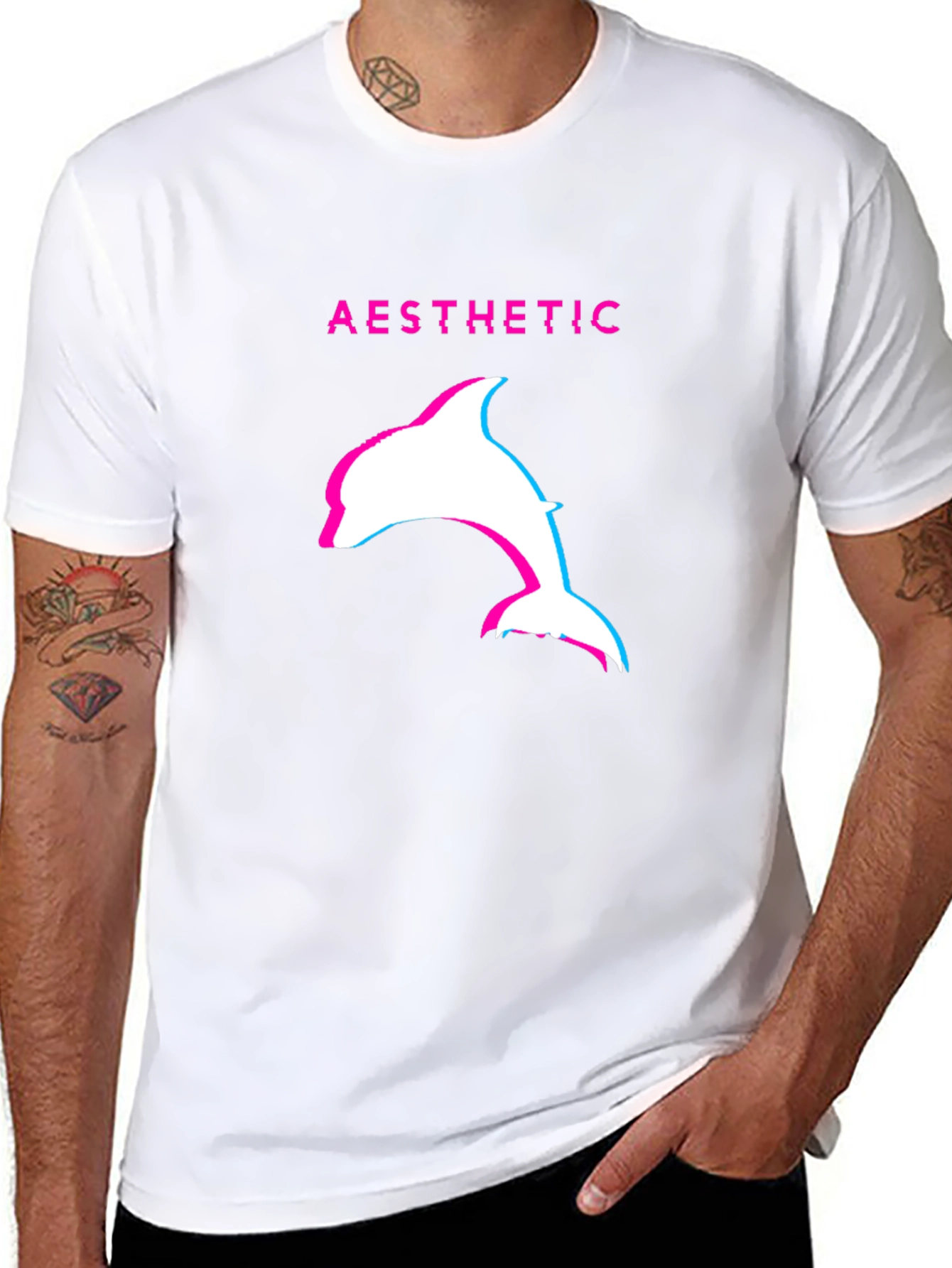 Aesthetic Dolphin Graphic Tee - Black Casual T-Shirt
