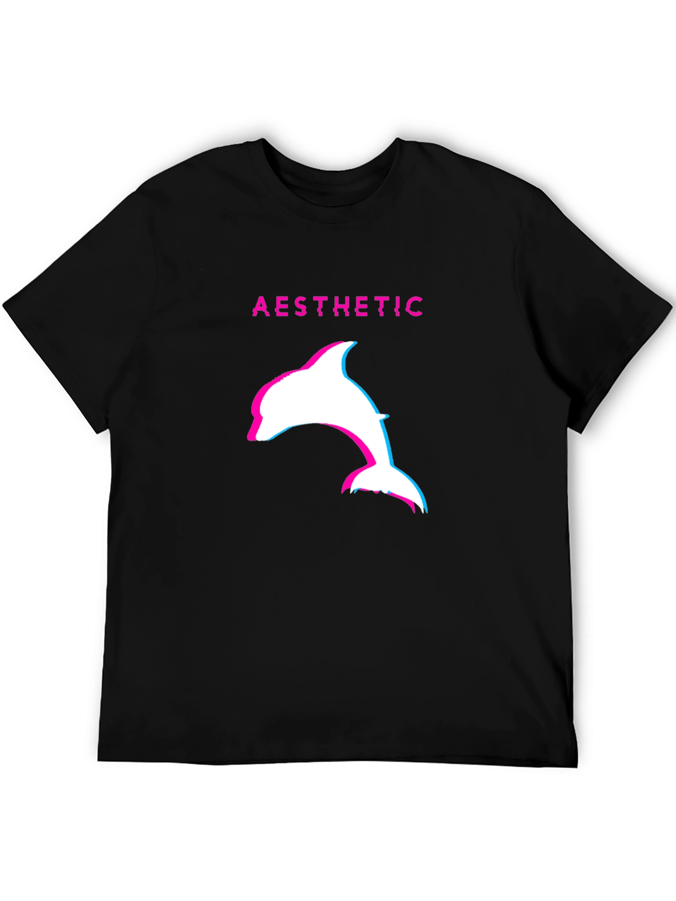 Aesthetic Dolphin Graphic Tee - Black Casual T-Shirt