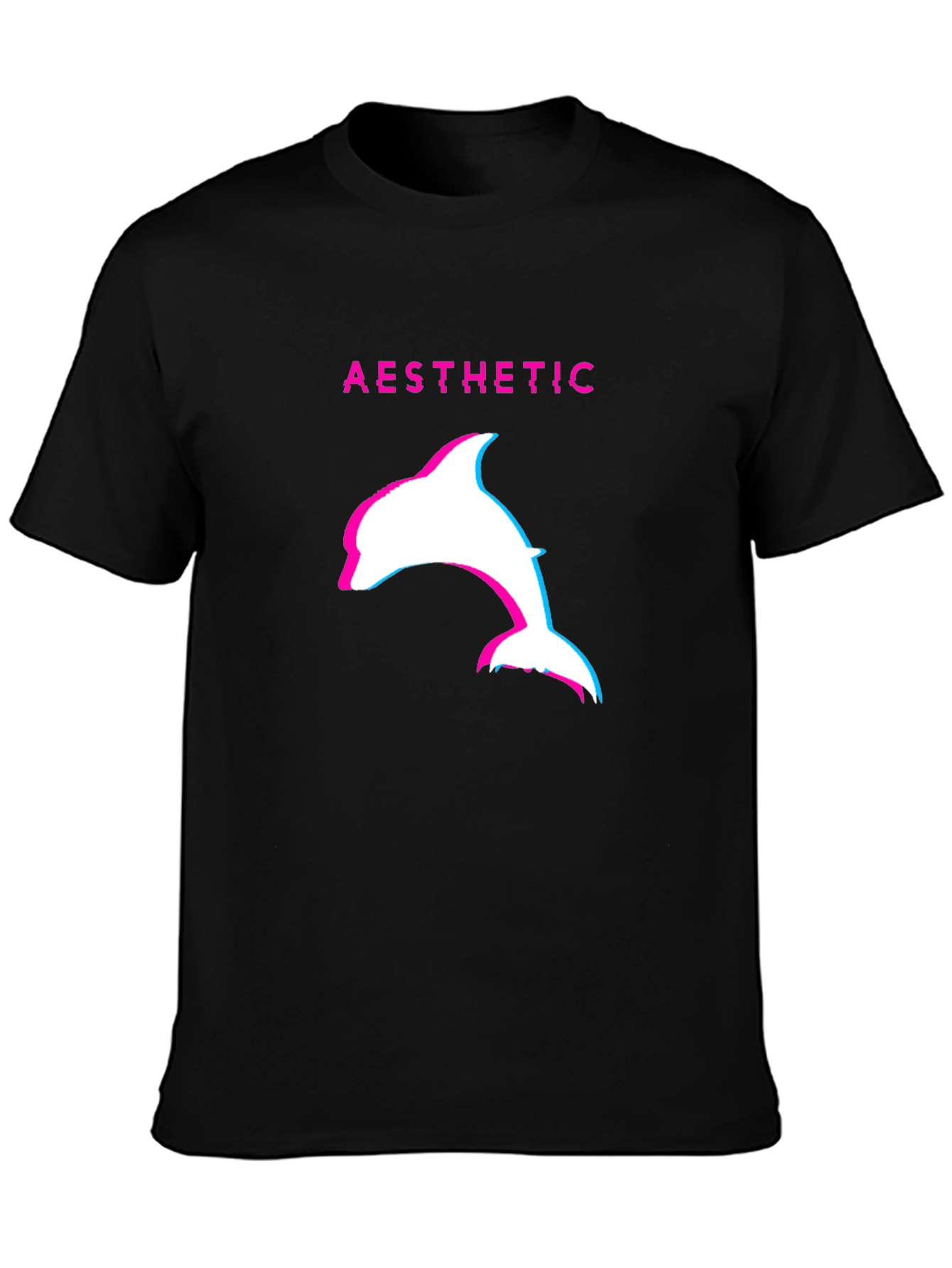 Aesthetic Dolphin Graphic Tee - Black Casual T-Shirt