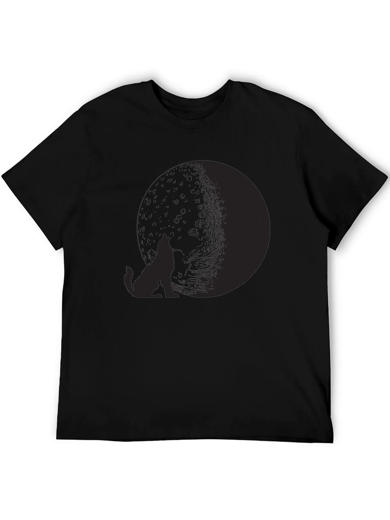 Wolf Moon Graphic Tee - Black Cotton Blend