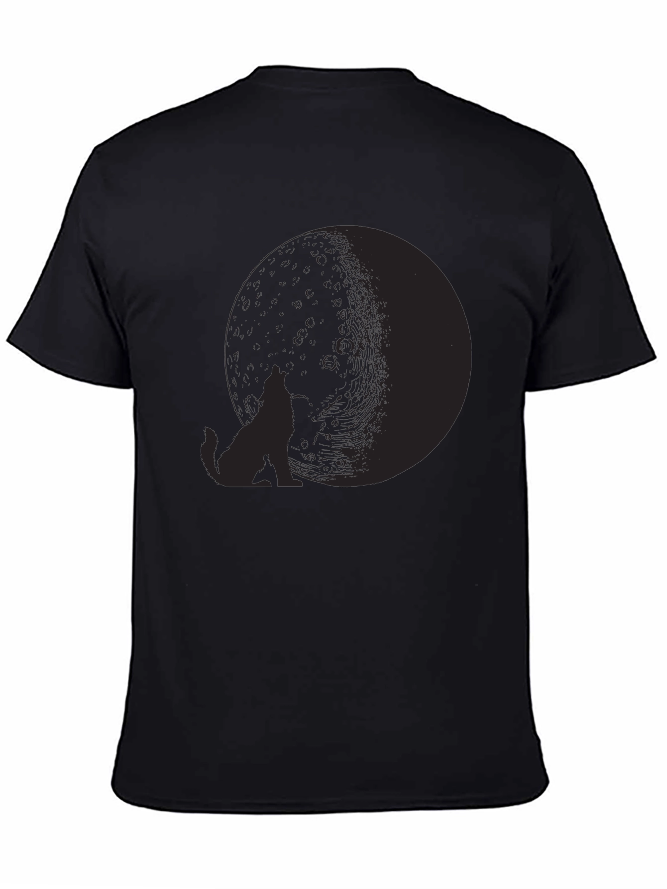 Wolf Moon Graphic Tee - Black Cotton Blend