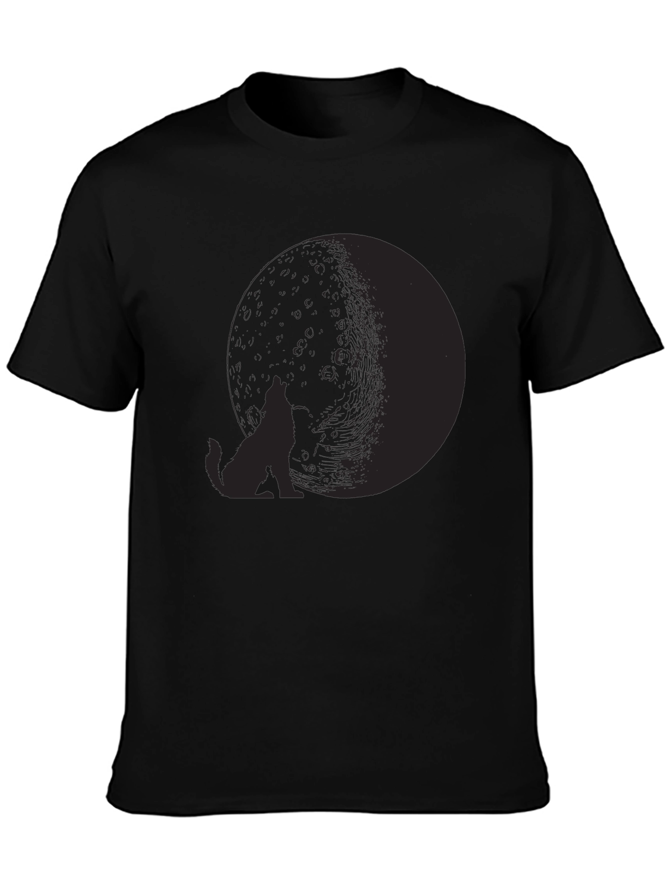 Wolf Moon Graphic Tee - Black Cotton Blend