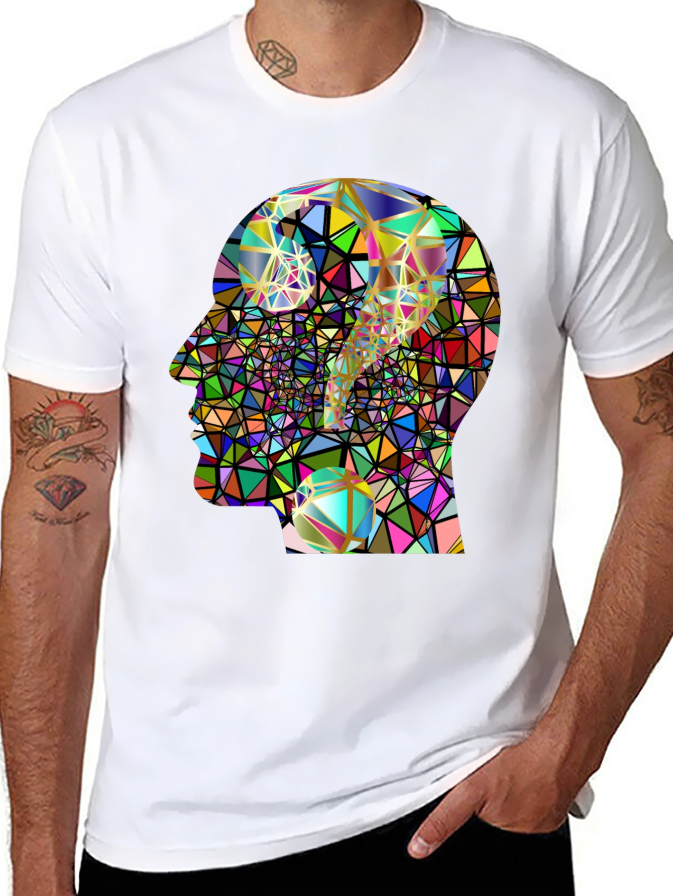 Abstract Mind T-Shirt - Geometric Question Mark Design