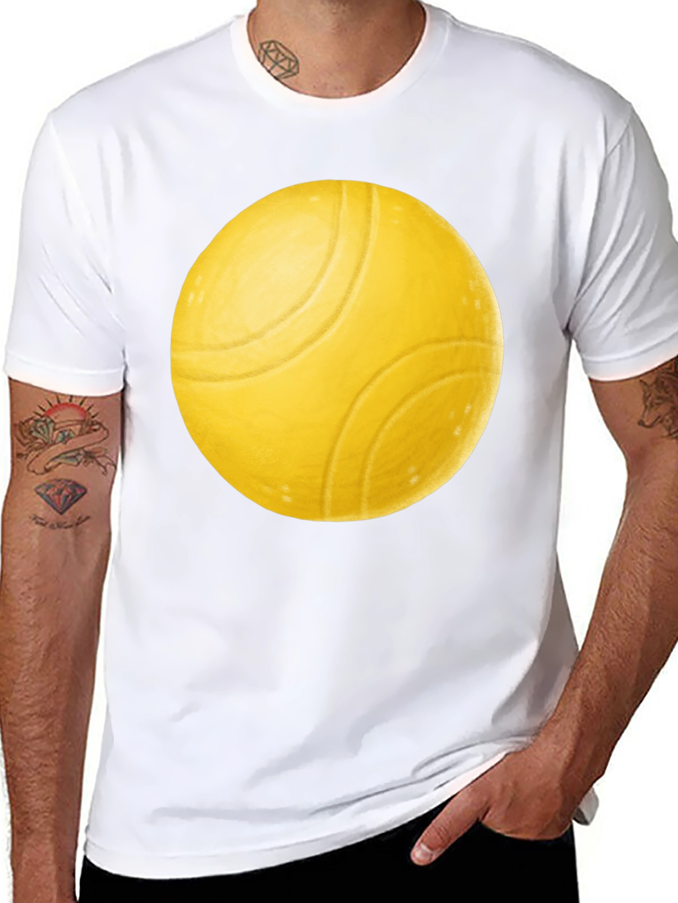 Yellow Ball Graphic Black T-Shirt