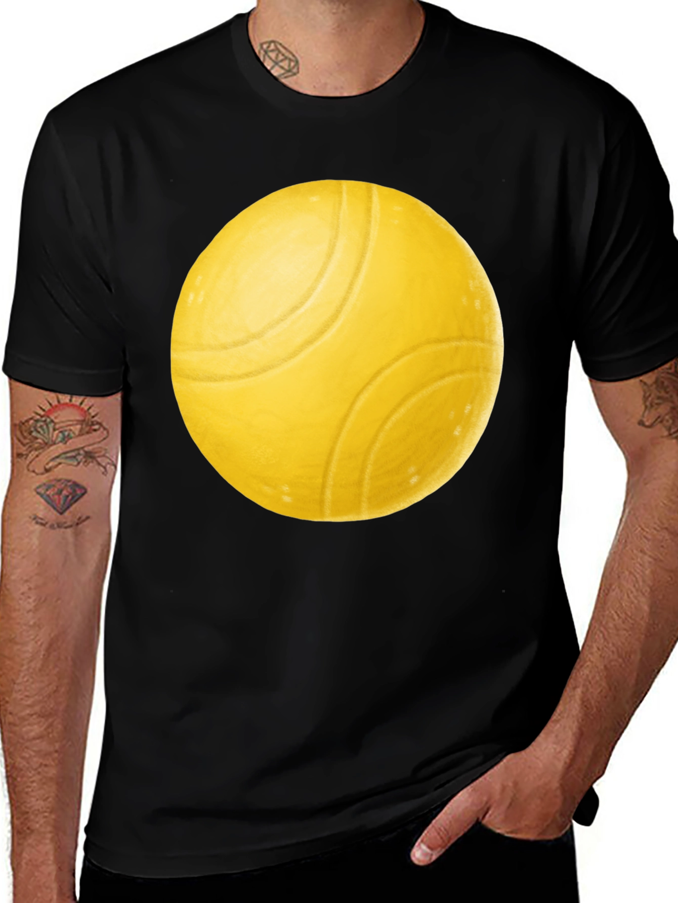 Yellow Ball Graphic Black T-Shirt