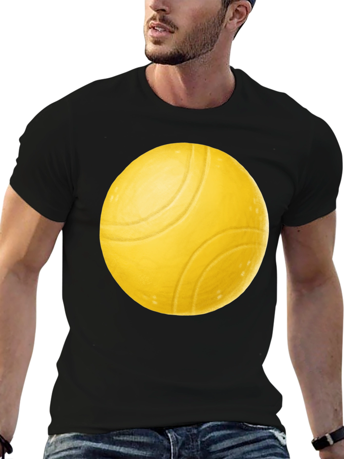 Yellow Ball Graphic Black T-Shirt