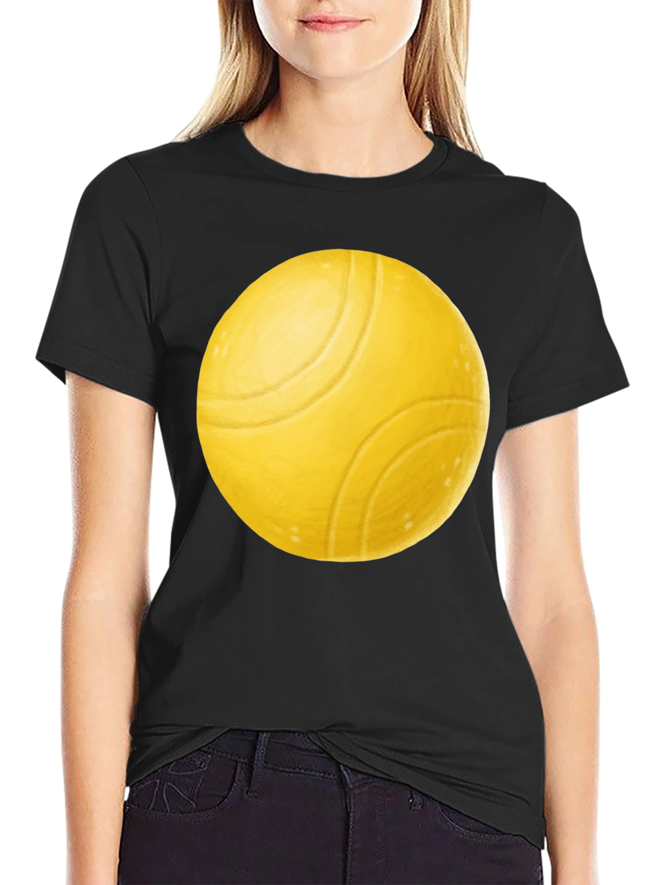 Yellow Ball Graphic Black T-Shirt