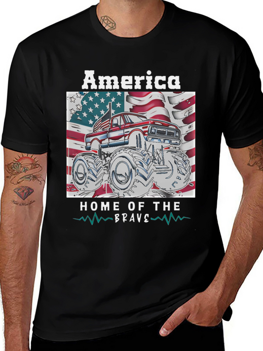 America Home of the Brave Monster Truck T-Shirt