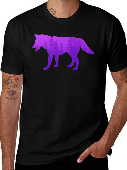Wolf Silhouette Forest Graphic T-Shirt